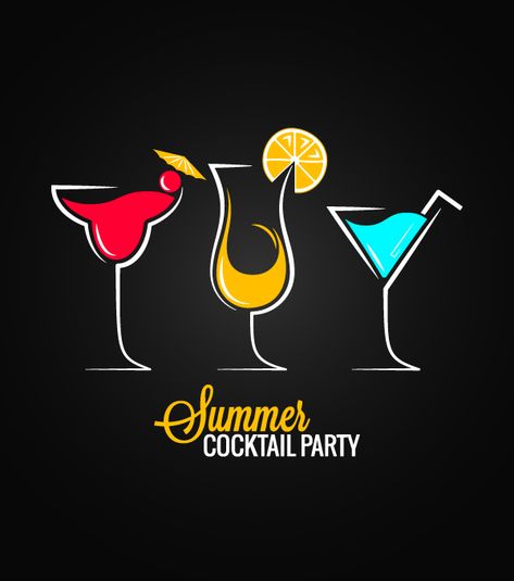 Cocktail Design Ideas, Cocktail Logo Design Ideas, Drink Logo Design Ideas, Cocktail Logo, Cocktail Design, Party Vector, Summer Cocktail Party, Doodle Videos, Wine Logo