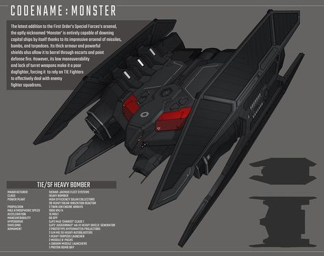 TIE/SF 'Monster' Heavy Bomber , Francois Cannels on ArtStation at https://www.artstation.com/artwork/oO0oBL Star Wars Spaceships, Space Ship Concept Art, Star Wars Sith, Starship Concept, Star Wars Vehicles, Sci Fi Ships, Star Wars Concept Art, Star Wars Empire, Spaceship Concept