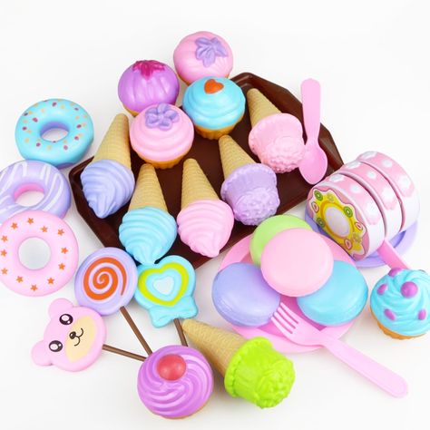 Kawaii Children's Kitchen Toys Plastic Simulation Food Cake Ice Cream Dessert Pretend Play Early Education Toy For kids Gift-in Kitchen Toys from Toys & Hobbies on Aliexpress.com | Alibaba Group Tinker Toys, Cake Ice Cream, Ice Cream Dessert, Kitchen Toys, Childrens Kitchens, Toy Food, Cleaning Toys, Cream Desserts, Ice Cream Desserts