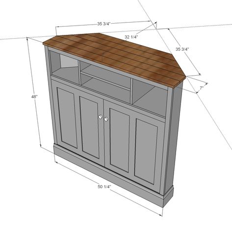 Tall Corner Tv Stand, Small Corner Tv Stand, Media Console Diy, Build A Tv Stand, Tv Stand Plans, Corner Tv Cabinets, Tv Stand Shelves, Tv Stand Designs, White Tv Stands