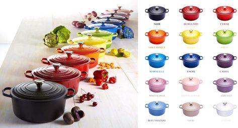 LE CREUSET COLOR GUIDE | COLORS | Dutch Ovens & Cookware Le Creuset Colors, Le Creuset Dutch Oven, Mini Casseroles, Le Creuset Cookware, Enameled Cast Iron Cookware, Dutch Ovens, Witchy Home Decor, Blue Chocolate, Iron Cookware