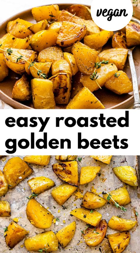 Roasted Golden Beet Salad, Orange Beets Recipe, How To Cook Golden Beets, Yellow Beet Recipes, Roasted Golden Beets Recipe, Gold Beets Recipe, Yellow Beets Recipe, Golden Beet Recipes, Roasted Yellow Beets