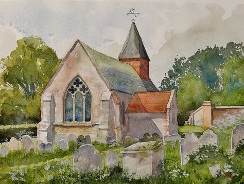 https://flic.kr/p/gtimCx | Old Church | Ancient church in Sussex Watercolor Art Journal, Watercolor Architecture, Barn Painting, Country Paintings, Country Church, Gilbert Az, Architecture Painting, Biblical Art, Old Church