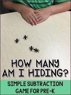 "How Many Am I Hiding?" is a simple subtraction math game for Pre-K, Preschool, Kindergarten children to practice number concepts. #mathforchildren #mathgamesforkids Simple Subtraction, Preschool Math Games, Kindergarten Math Games, Pre K Math, Subtraction Activities, Math Games For Kids, Kindergarten Math Activities, Math Game, Math Addition