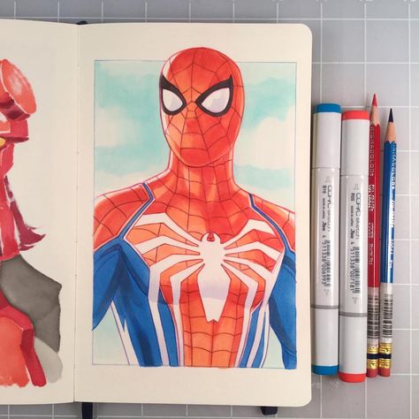 #drawing #sketch  #markerart #copicmarkers #copic Marvel Marker Art, Sketch Markers Drawing, Spiderman Drawings, Spiderman Canvas Art, Marvel Art Drawings, Cute Monsters Drawings, Spiderman Drawing, Moleskine Sketchbook, Spiderman Art Sketch