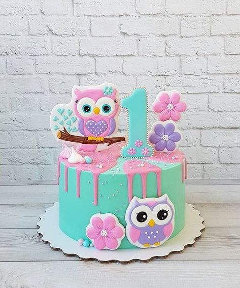 Owl Themed Birthday Party, Owl First Birthday, Owl 1st Birthdays, Owl Themed Parties, Owl Cake Birthday, Bolo Panda, Ladybug Cakes, Fairy Birthday Cake, Owl Cakes