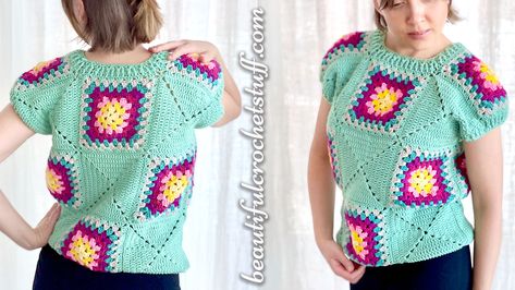 Granny Square Rectangle, Patchwork Granny Square, Crochet Granny Square Vest, Vest Free Pattern, Granny Square Vest, Crochet Vests, Crochet Festival Top, Crochet Tube Top, Crochet Wearables