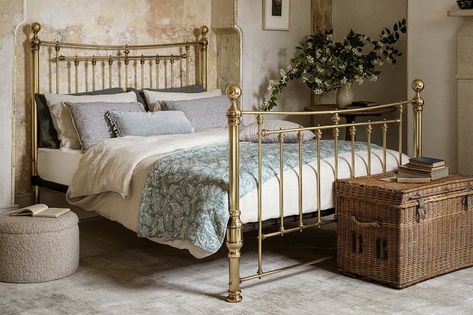 Brass Headboard Bedroom, Single Bed Frames, Gold Bed Frame, Vintage Bed Frame, Brass Bed Frame, Wrought Iron Beds, Iron Beds, Victorian Bed, Iron Bed Frame