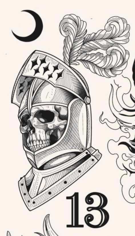 Viking Helmet Drawing, Engrave Tattoo, Tattoo Sheep, Wizard Tattoo, Helmet Drawing, Woodcut Tattoo, 16 Tattoo, P Tattoo, Medieval Tattoo