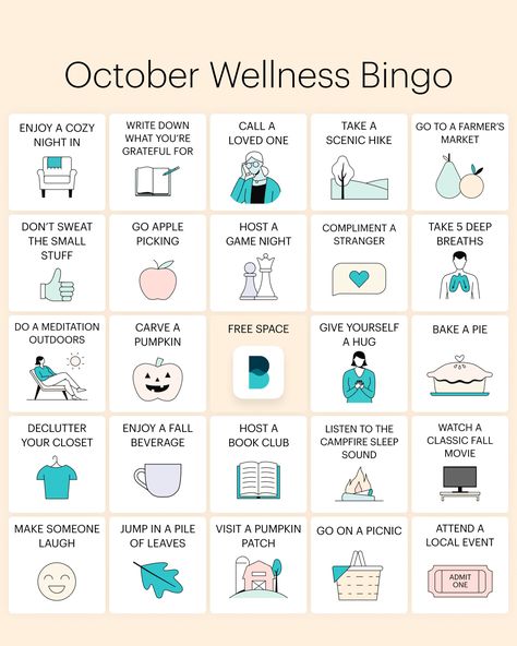 October Self Care, Self Care Calendar, Activities For October, Fall Wellness, Coping Methods, Wellbeing Activities, Connect With Yourself, Ideas For Fun, 10 October