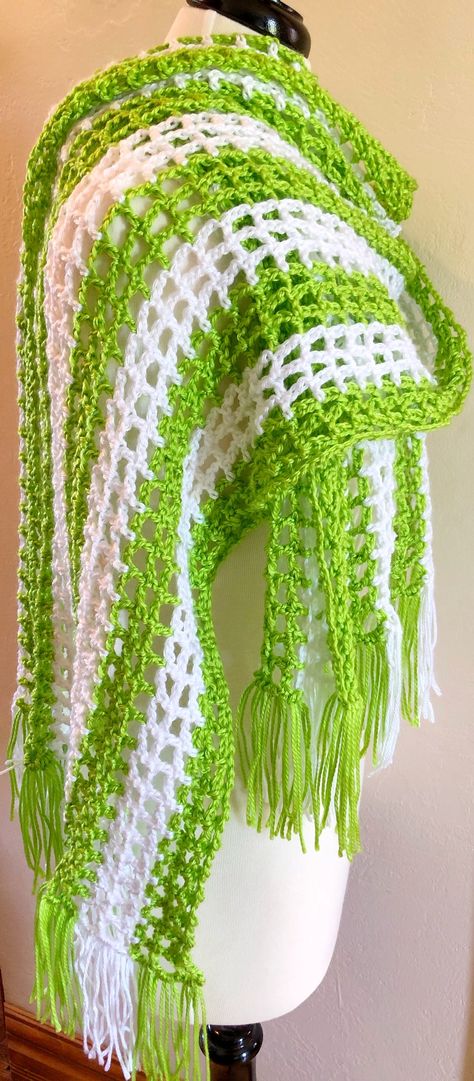 Crochet Open Weave Summer Shawl - Pattern Princess Open Weave Crochet Scarf, Shawl Scarf Crochet, Open Weave Crochet, Lacy Shawl, Crocheted Shawls, Slip Stitch Crochet, Woven Shawls, How To Make Tassels, Summer Shawl