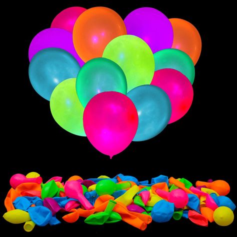 PRICES MAY VARY. ★【Neon balloons】: Balloons for glowing party decoration, contains 100 neon balloons in various colors, turn on your UV black light, make it incredibly bright in a dark party theme, will give people an amazing visual effect . ★【Vibrant party colors】: These neon fluorescent party balloons come in more than 5 different colors, including red, orange, purple, green, and yellow, etc., which are neon in normal light and fluorescent in specific violet light ,very beautiful. ★【Glow in th Light Balloons, Neon Balloons, Glow Party Decorations, Neon Glow Party, Neon Party Decorations, Light Up Balloons, Balloon Glow, Glow Party Supplies, Fest Temaer