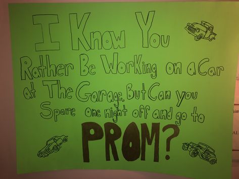 Prom Proposal Ideas For Car Guys, Car Promposal Ideas Boyfriends, Truck Hoco Proposal, Car Hoco Proposal, Cars Hoco Proposals, Car Promposal Ideas, Car Promposal, Tolo Signs, Hoco Promposal