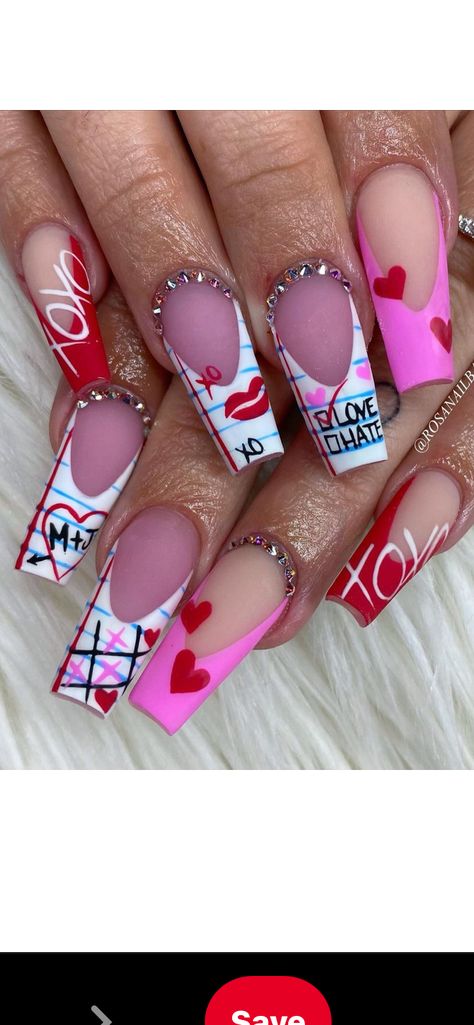 Cute Nail Ideas Valentines, Love Nails Design Valentines Day, Valentines Toes Design, Valentine Nails Art, Valentine Gel Nail Designs, Valentine's Day Nail Ideas, Valentines Day Nails Acrylic Stiletto, Valentines Toe Nails, Valentines Day Nails Squoval