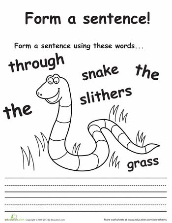 Worksheets: Slithering Snake Sentence Building.  Isaac and Maesen loving these AND they are FREE!!! Printable Worksheets For 1st Grade, Unscramble Sentences, Worksheets For 1st Grade, Build Sentences, Sentence Worksheet, Sentence Building Worksheets, Building Sentences, Slithering Snake, Word Web