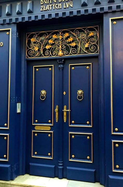 Prague, Czech Republic Blue Front Door, Blue Doors, Gorgeous Doors, Door Entryway, Cool Doors, Front Door Design, Door Gate, Prague Czech, Blue Door