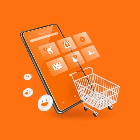 Shopping cart and icons that represent o... | Premium Vector #Freepik #vector #phone-order #online-market #order-online #online-store Shopping Icon, Gucci Makeup, Online Store Design, Ads Creative Advertising Ideas, Adobe Photoshop Design, Marketing Icon, Phone Store, Store Icon, Emoji Images