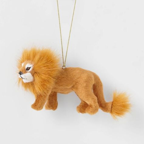 Lion Ornament Adds Wild Flair To Your Tree Faux-Fur Finish Gives Realistic Look And Added Dimension Attached Hanging Loop For Easy Placement 4.5in X 2in For A Standout Size Plastic Ornament Can Withstand A Tumble From The Tree Animal Christmas Tree, Jungle Lion, Jesse Tree, Glass Christmas Balls, Fur Animal, Animal Christmas, Ornament Hooks, Animal Ornament, Disney Toys