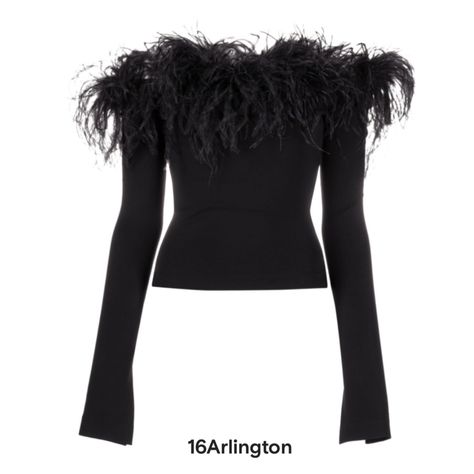 Feather Top Outfit, Feather Clothes, Ostrich Feather Top, Soft Goth, Ostrich Feather Trim, Fur Top, Feather Tops, Winter 23, Angel Aesthetic