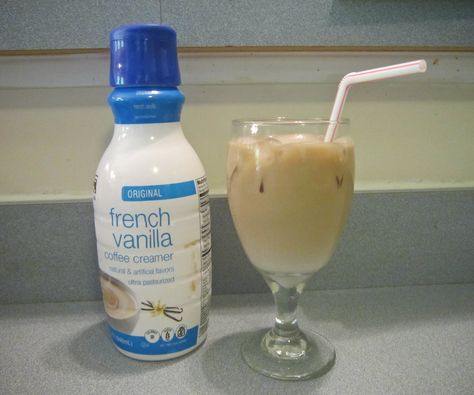 French Vanilla Iced Coffee Recipe, French Vanilla Iced Coffee, Natural Coffee Creamer, Vanilla Iced Coffee Recipe, Vanilla Iced Coffee, French Vanilla Creamer, Vanilla Coffee Creamer, French Vanilla Coffee, Coffee Creamer Recipe