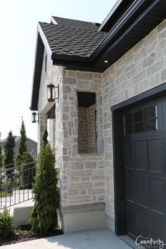 Solid stone exterior. Exterior home trends Grey Wash Exterior Brick, Slurried Stone Exterior, Stone Ideas For Front Of House, Light Brown Home Exterior, Stone Bottom Of House, Stone Stucco House Exterior, Stucco With Stone Exterior, House Stone Exterior Ideas, Stone On Front Of House