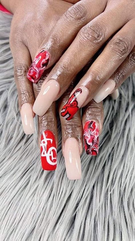 Delta Nails, Red Nail Designs With Diamonds, Delta Sigma Theta Nails, Sorority Nails, Color For Nails, Delta Girl, Divine Nine, Delta Sigma Theta Sorority, Delta Sigma Theta