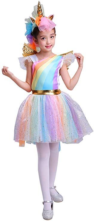 Your kid can go as a unicorn if she feels like being magical this Halloween. This colorful costume can get you all the candies that you want. #teelieturner #amazon #halloweencostume #spookywear Princess Tutu Costumes, Rainbow Unicorn Costume, Costume Rainbow, Unicorn Costume Kids, Rainbow Drinks, Fairy Princess Costume, Tutu Skirt Kids, Unicorn Outfit, Rainbow Tutu