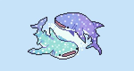 Whale Shark Matching Pfp, Whale Shark Cross Stitch, Whale Shark Pixel Art, Whale Shark Embroidery, Whale Pixel Art, Whale Shark Aesthetic, Shark Pixel Art, Pixel Kawaii, Whale Drawing