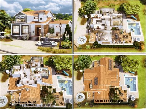 The Sims Resource - Francesca No CC Sims 4 Modern House, Sims 4 House, House Farm, Sims 4 House Building, Sims Building, Urban Modern, Box Houses, Sims 4 Build, Sims Community