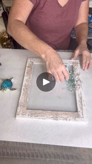 Beach Glass Projects Ideas, Sea Glass And Resin Art, Crush Glass Art, Crushed Glass Resin Art Diy, Seaglass Art Ideas, Crushed Glass Resin Art, How To Make Resin Sea Glass Windows, Glass And Resin Art, Blue Sea Turtle