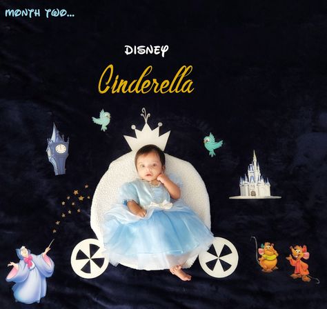 Nyra in Cinderella themed photoshoot for month two. Cinderella Photoshoot, Themed Photoshoot, Monthly Photos, Cinderella, Disney