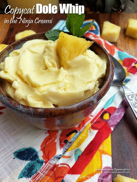 Making Dole Whip in the Ninja Creami | Sumptuous Spoonfuls Dole Whip Recipe, Pineapple Whip, Creami Recipes, Dessert Recipies, Ninja Creami, Gluten Free Banana, Dole Whip, Processed Sugar, Banana Coconut