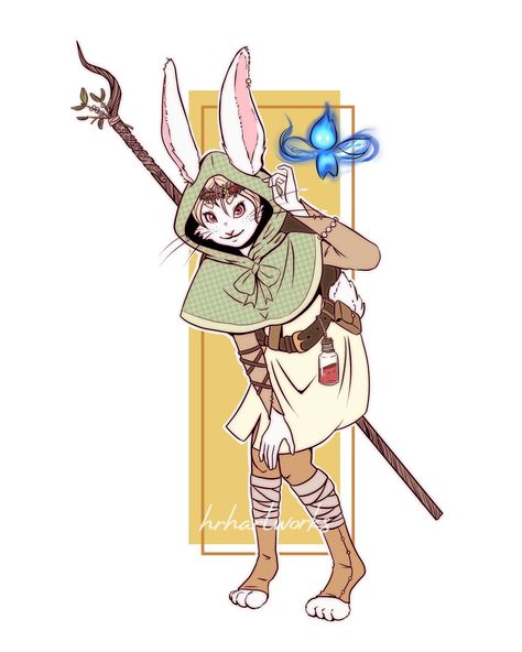 Harengon Druid Dnd, Haregon Character Art, Dnd Bunnyfolk, Harengon Druid, Harengon Monk, Harengon Dnd Female, Harengon Bard, Harengon Dnd Art, Dnd Sorcerer