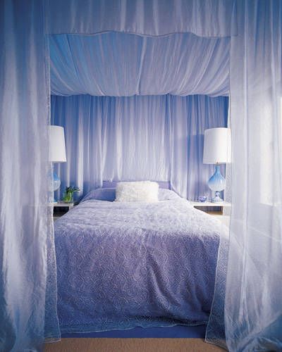 Soft blue and white bedroom designed by Benjamin Noriega-Ortiz Canopy Bed Curtains, Canopy Curtains, Room Photo, Bed Design Modern, Diy Headboard, Bed Canopy, Romantic Bedroom, Bed Curtains, Canopy Bed