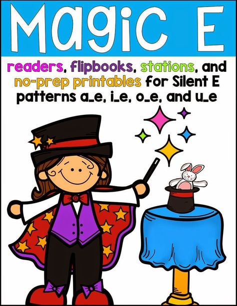 Mrs. Kelly's Klass: Silent/Sneaky/Super/Magic E [freebie] Sneaky E, Cvce Activities, Magic E Words, E Puzzle, Silent E, First Grade Phonics, Kindergarten Language Arts, Cvce Words, Magic E