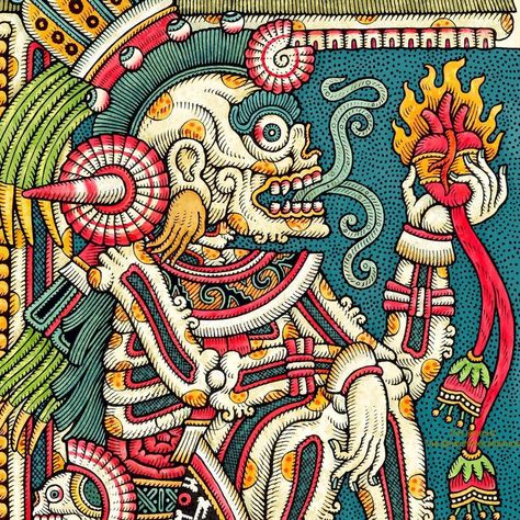 Aztec Illustration, Inca Art, Aztec Warrior Tattoo, Aztec Drawing, Aztec Artwork, Mayan Tattoos, Chicano Lettering, Maya Art, Mexican Culture Art