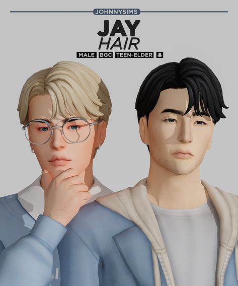 Jay Hair | JohnnySims on Patreon Sims 4 Hair Male, Sims 4 Traits, Sims 4 Anime, Pelo Sims, Sims 4 Mm Cc, Sims 4 Cc Folder, Sims 4 Dresses, Sims 4 Mm, Sims 4 Collections