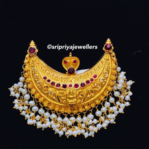 Gold coorgi design pendant with pearl #jewelry #pearl @Sri Priya Jewellers Kokke Thathi, Coorgi Jewellery, Indian Bridal Jewelry Sets, Gold Mangalsutra Designs, Gold Mangalsutra, Mangalsutra Designs, Gold Pendant Jewelry, Bride Jewelry, Gold Bride Jewelry