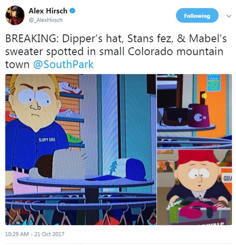 Gravity falls and South Park 1\2 South Park X Gravity Falls, Dipper Goes To Taco Bell, Alex Hirsh, Mabel Sweater, Gravity Falls Funny, South Park Memes, Mountain Town, Comic Collection, Colorado Mountains