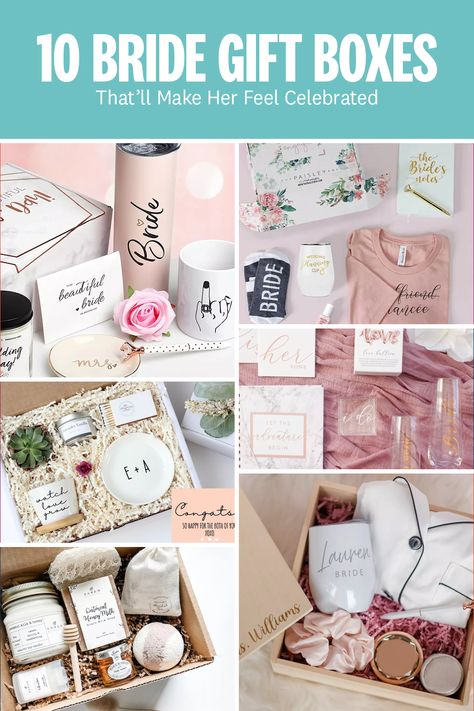 cute gift boxes for bride Bridal Emergency Kits, Wedding Planning Notebook, Bridal Gift Box, Engagement Gift Boxes, Bride Friend, Shower Diy, Bridal Shower Diy, Pink Bride, Wedding Engagement Gifts