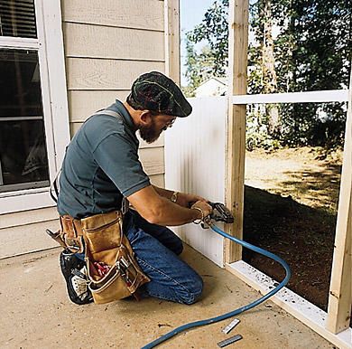 A screened-in porch lets the outdoors in -- and keeps out the bugs. Here's how to build one yourself. Screened Back Porches, Screened In Porch Diy, Porch Interior, Screened Porch Designs, Back Porches, Aluminum Screen, Building A Porch, Beadboard Ceiling, Side Porch