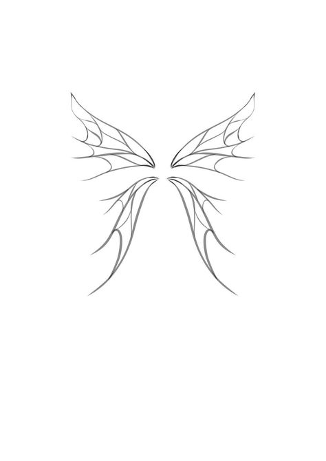 Faerie Wings Drawing, Fairy Wings Back Tattoo Stencil, Fairy Wings Neck Tattoo, Pixie Wings Back Tattoo, Simple Fairy Wings Tattoo, Fairy Wings Tattoo Stencil, Gothic Fairy Wings Tattoo, How To Draw Fairy Wings, Fairy Wing Template