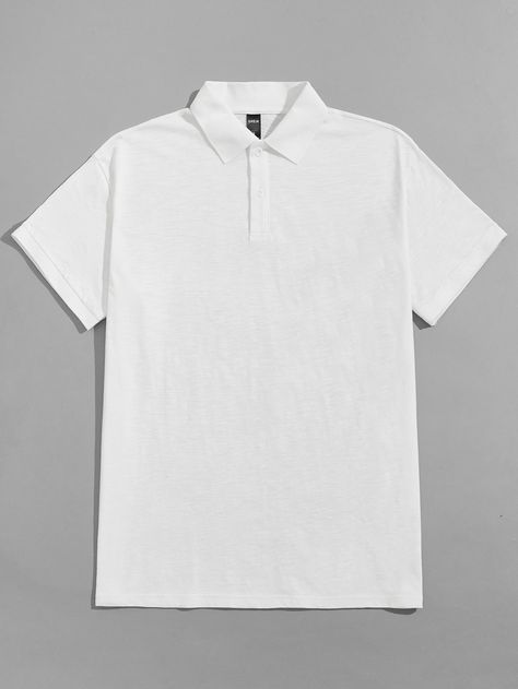 White Casual  Short Sleeve Cotton Plain  Embellished Slight Stretch Summer Men Tops