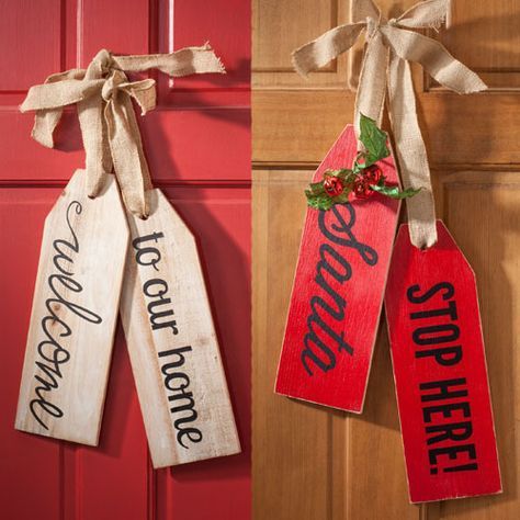 “Welcome to Our Home” or “Santa Stops Here” Wood Tags Painted Wood Crafts, Christmas Crafts To Sell, Welcome To Our Home, Wood Tags, Pallet Crafts, Christmas Wood Crafts, Craft Show Ideas, Red Door, Christmas Wood