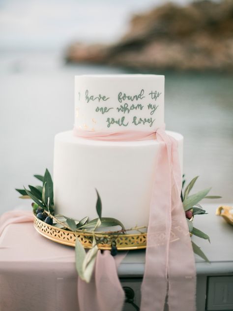 Elegant Meets Organic by the Sea Wedding Inspiration in Greece  #weddingphotography #weddings #FiorelloPhotography Wedding Cake Quotes, Vintage Wedding Rings Rose Gold, Rose Gold Cake Topper, Vintage Wedding Rings, Rose Gold Cake, Cake Quotes, Rings Rose Gold, Sea Wedding, Gold Cake Topper