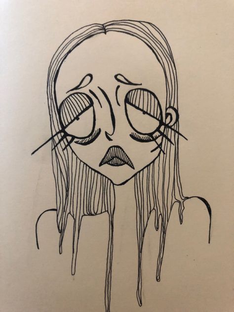 Lineart Drawing Illustrations, Line Self Portrait, Grunge Easy Drawings, Doodle Self Portrait, The Other Woman Drawing, Grunge Art Ideas Easy, Self Portrait Drawing Easy, Tim Burton Aesthetic Drawing, Grunge Sketches Easy