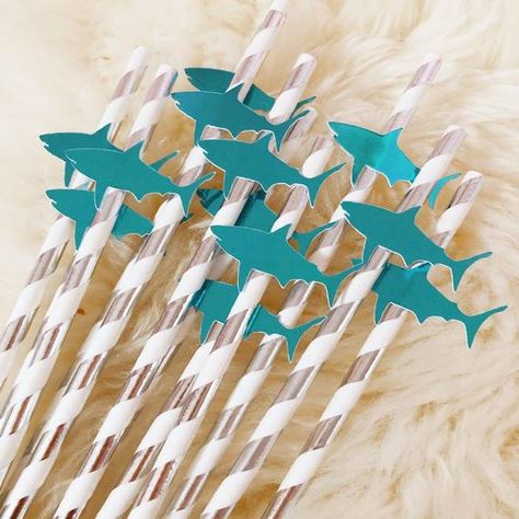 Shark Themed Bachelorette Party, Shark Wedding Theme, Shark Bachelorette Party, Shark Wedding, Jaws Party, Shark Things, Baby Shark Party, Shark Week Party, Wedding Straws