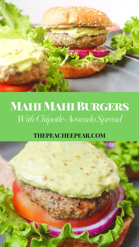 Mahi Mahi Burger, Mahi Burger, Seafood Night, Fueling Hacks, Greek Turkey Burgers, Beverage Ideas, Avocado Spread, Green Meals, Grilled Burgers