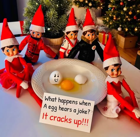 Elf Egg Joke, Elf On The Shelf Egg Jokes, Elf On The Shelf Pet Ideas, Elf Ideas Easy, Awesome Elf On The Shelf Ideas, Elf On Shelf Ideas, Elf Activities, Xmas Elf, Elf On A Shelf Ideas