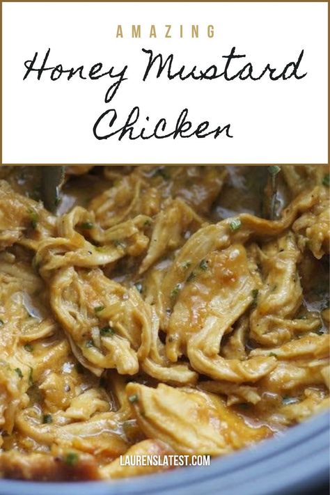 Get ready for your new chicken addiction with this Crockpot Honey Mustard Chicken! A perfect slow-cooker meal for those busy weekdays to set in the morning and it’ll be ready in time for dinner! Honey Mustard Crockpot Chicken, Slow Cooker Honey Mustard Chicken, Honey Mustard Chicken Crockpot, Chicken Freezer Meals Crockpot, Crockpot Honey Mustard Chicken, Honey Mustard Chicken Recipes, Slow Cooker Chicken Healthy, Mustard Chicken Recipes, Chicken Freezer Meals